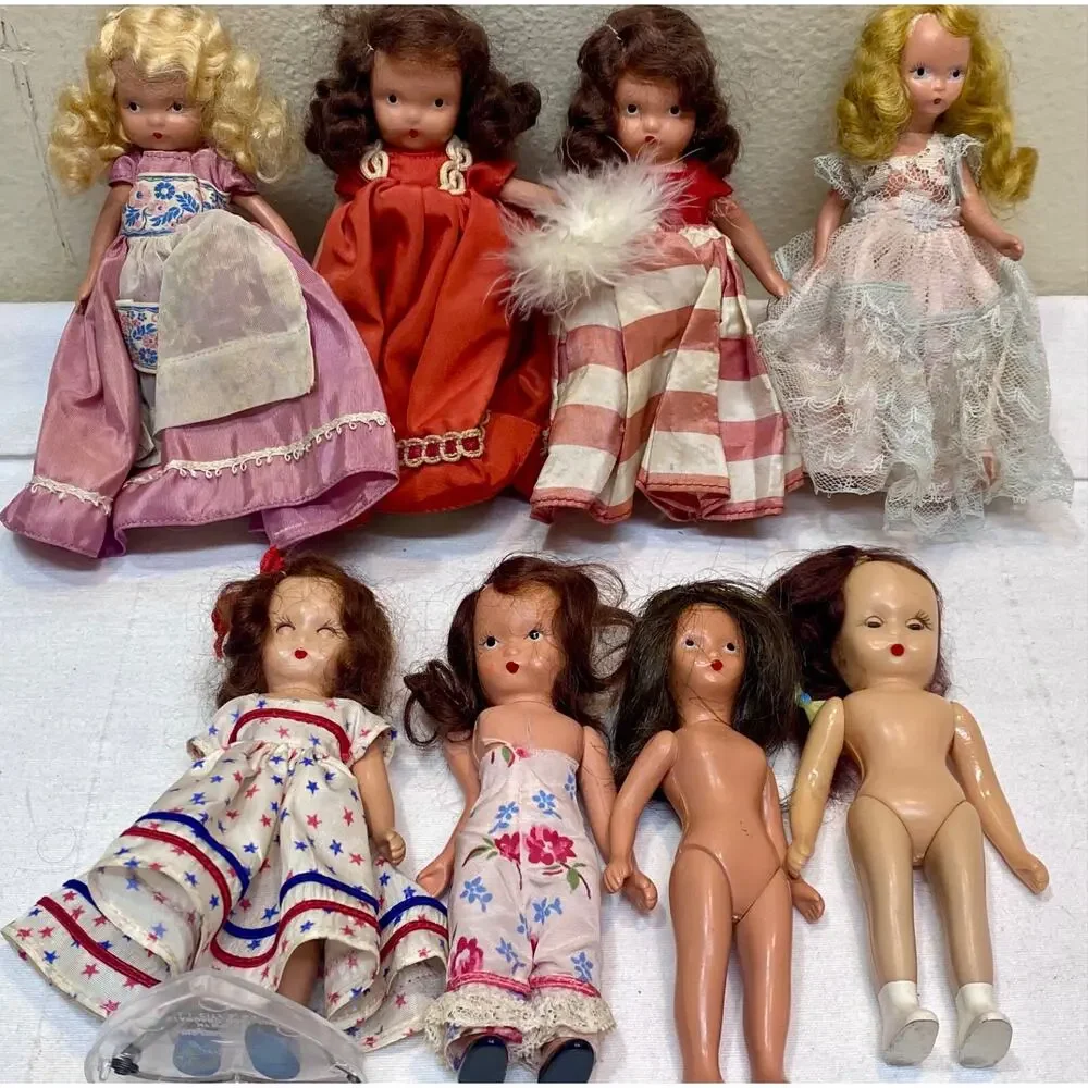 8 Vintage Lot 1940’s 50s Nancy Ann Storybook Dolls Bisque Hard Plastic